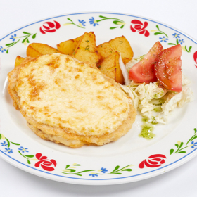 Куриная отбивная запеченная с сыром и жареным картофелем (СРЕДА)